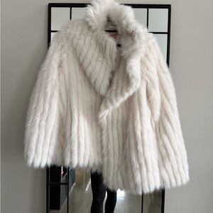 SOLD Show Me Your Mumu White Faux Fur Coat